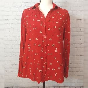 beachlunchlounge Alanna Red Daisies Button Down